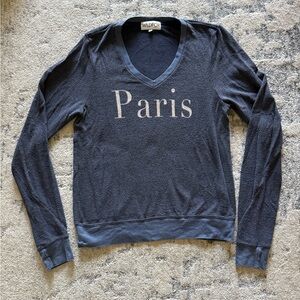 Wildfox Navy 'Paris' V-Neck Sweater